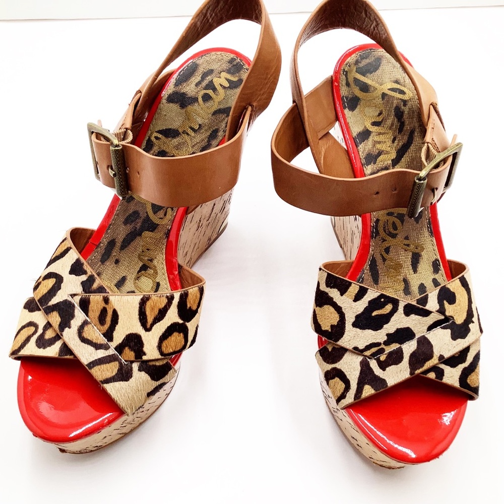 {Sam Edelman} Sasha Calf-Hair Wedge Sandal